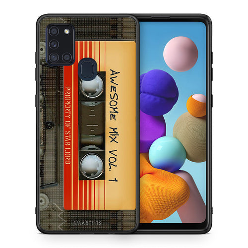 Θήκη Samsung A21s Awesome Mix από τη Smartfits με σχέδιο στο πίσω μέρος και μαύρο περίβλημα | Samsung A21s Awesome Mix case with colorful back and black bezels