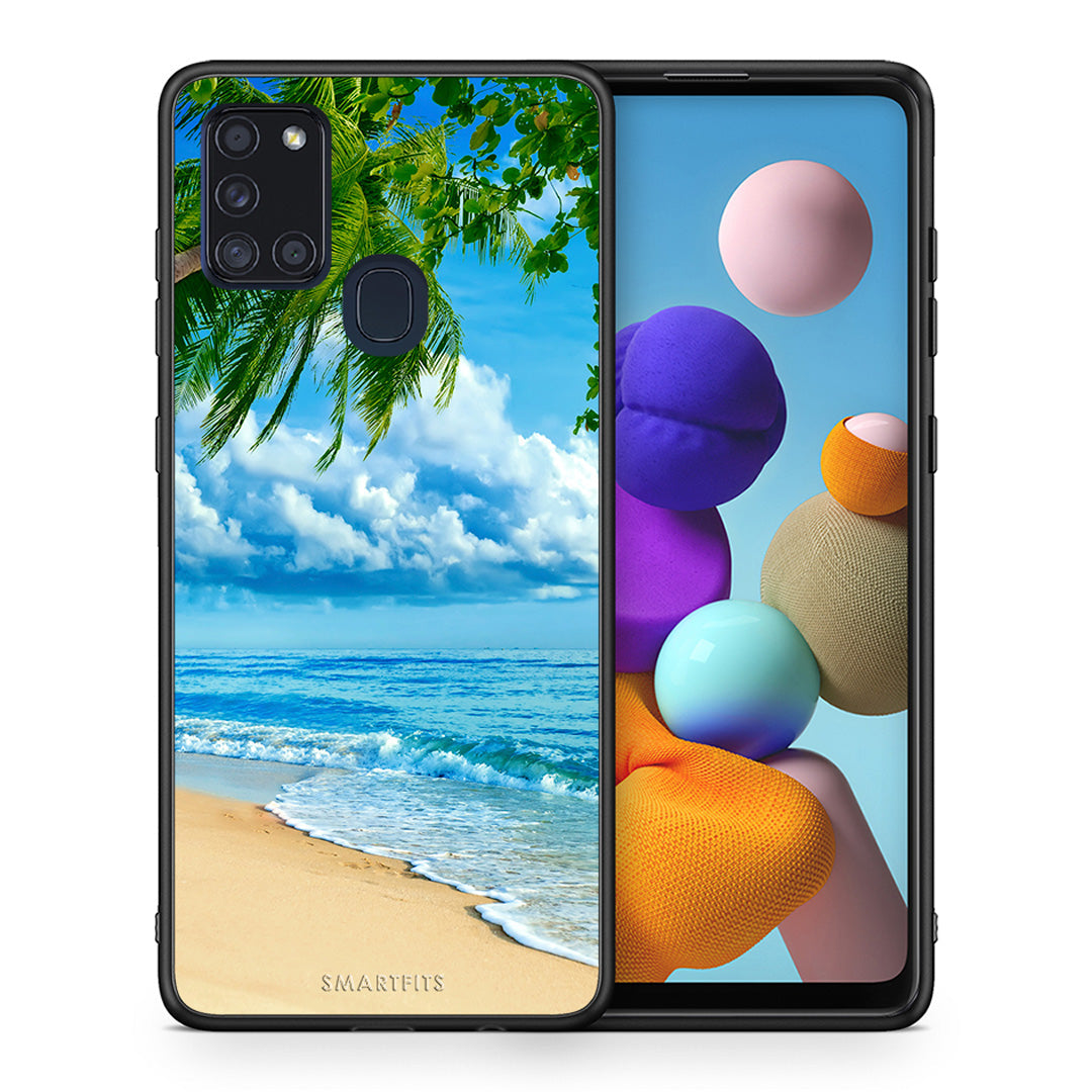 Θήκη Samsung A21s Beautiful Beach από τη Smartfits με σχέδιο στο πίσω μέρος και μαύρο περίβλημα | Samsung A21s Beautiful Beach case with colorful back and black bezels