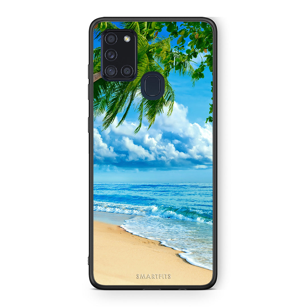 Samsung A21s Beautiful Beach θήκη από τη Smartfits με σχέδιο στο πίσω μέρος και μαύρο περίβλημα | Smartphone case with colorful back and black bezels by Smartfits