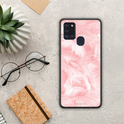Boho Pink Feather - Samsung Galaxy A21s θήκη