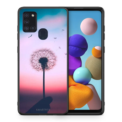 Θήκη Samsung A21s Wish Boho από τη Smartfits με σχέδιο στο πίσω μέρος και μαύρο περίβλημα | Samsung A21s Wish Boho case with colorful back and black bezels