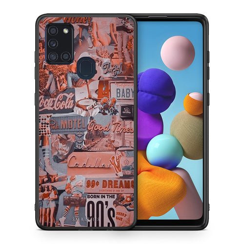 Θήκη Samsung A21s Born In 90s από τη Smartfits με σχέδιο στο πίσω μέρος και μαύρο περίβλημα | Samsung A21s Born In 90s case with colorful back and black bezels
