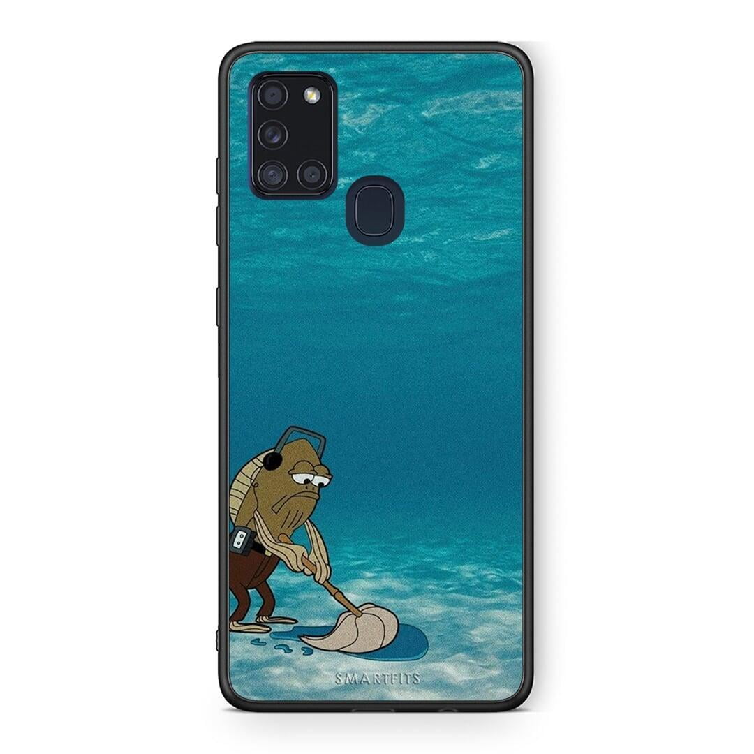 Samsung A21s Clean The Ocean Θήκη από τη Smartfits με σχέδιο στο πίσω μέρος και μαύρο περίβλημα | Smartphone case with colorful back and black bezels by Smartfits