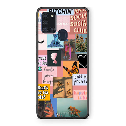 Samsung A21s Collage Bitchin Θήκη Αγίου Βαλεντίνου από τη Smartfits με σχέδιο στο πίσω μέρος και μαύρο περίβλημα | Smartphone case with colorful back and black bezels by Smartfits