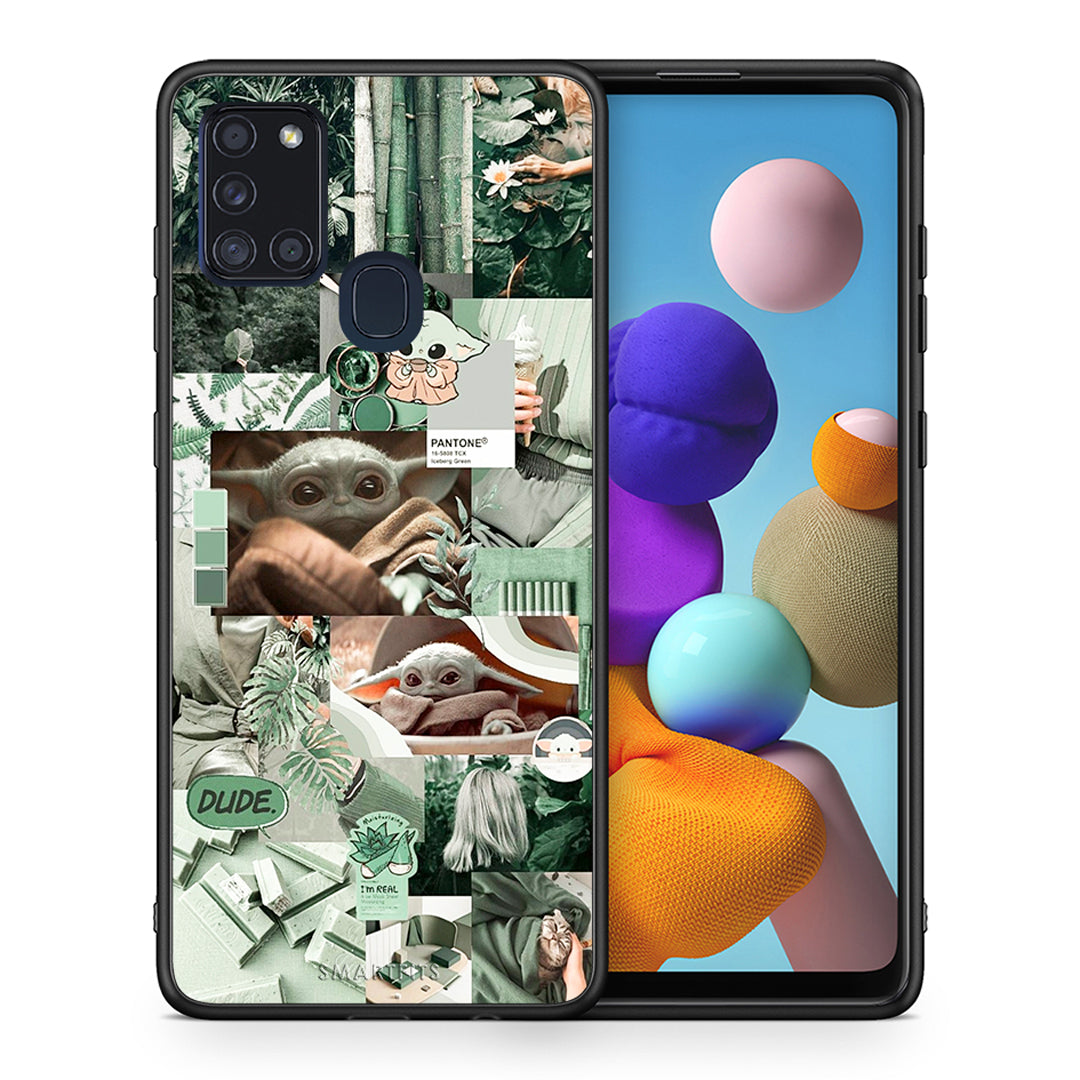 Θήκη Αγίου Βαλεντίνου Samsung A21s Collage Dude από τη Smartfits με σχέδιο στο πίσω μέρος και μαύρο περίβλημα | Samsung A21s Collage Dude case with colorful back and black bezels