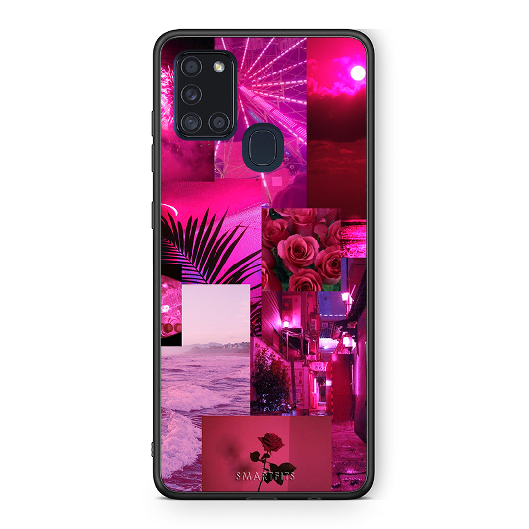 Samsung A21s Collage Red Roses Θήκη Αγίου Βαλεντίνου από τη Smartfits με σχέδιο στο πίσω μέρος και μαύρο περίβλημα | Smartphone case with colorful back and black bezels by Smartfits