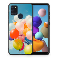 Thumbnail for Θήκη Samsung A21s Colorful Balloons από τη Smartfits με σχέδιο στο πίσω μέρος και μαύρο περίβλημα | Samsung A21s Colorful Balloons case with colorful back and black bezels