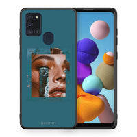 Thumbnail for Θήκη Samsung A21s Cry An Ocean από τη Smartfits με σχέδιο στο πίσω μέρος και μαύρο περίβλημα | Samsung A21s Cry An Ocean case with colorful back and black bezels
