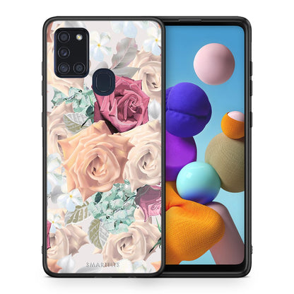 Θήκη Samsung A21s Bouquet Floral από τη Smartfits με σχέδιο στο πίσω μέρος και μαύρο περίβλημα | Samsung A21s Bouquet Floral case with colorful back and black bezels
