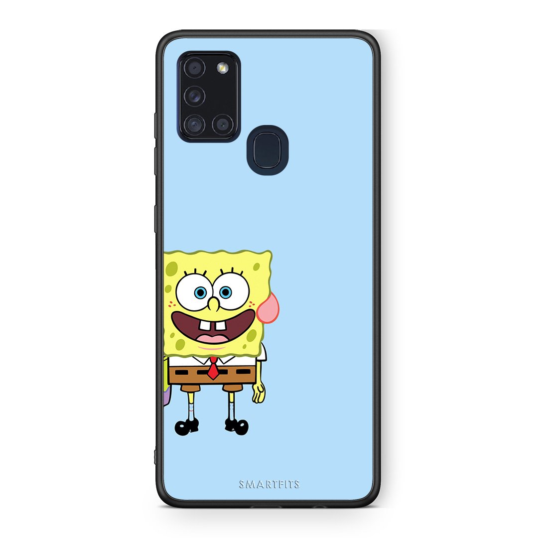 Samsung A21s Friends Bob θήκη από τη Smartfits με σχέδιο στο πίσω μέρος και μαύρο περίβλημα | Smartphone case with colorful back and black bezels by Smartfits