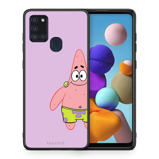 Θήκη Samsung A21s  Friends Patrick από τη Smartfits με σχέδιο στο πίσω μέρος και μαύρο περίβλημα | Samsung A21s  Friends Patrick case with colorful back and black bezels