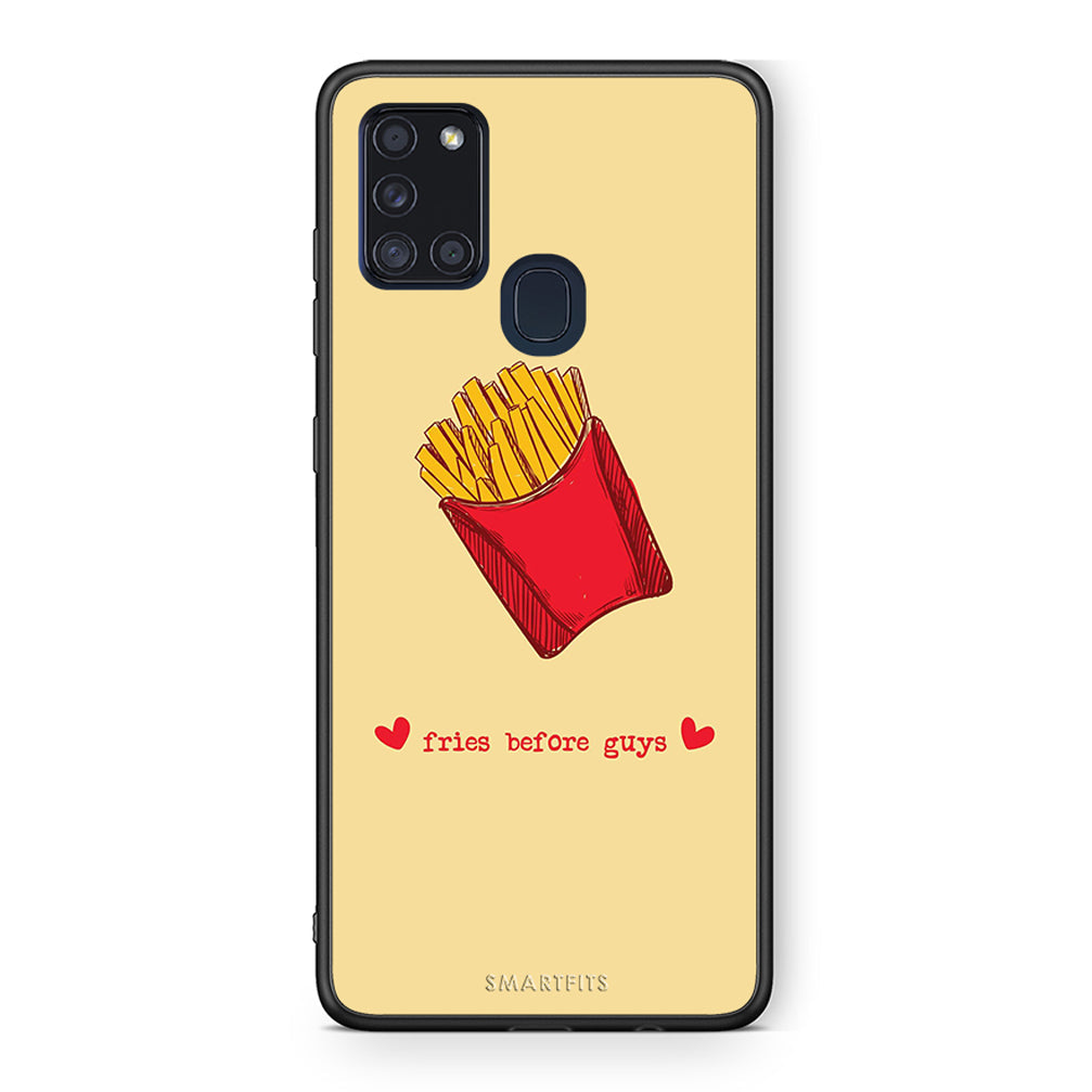 Samsung A21s Fries Before Guys Θήκη Αγίου Βαλεντίνου από τη Smartfits με σχέδιο στο πίσω μέρος και μαύρο περίβλημα | Smartphone case with colorful back and black bezels by Smartfits