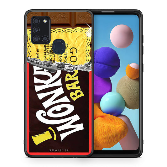 Θήκη Samsung A21s Golden Ticket από τη Smartfits με σχέδιο στο πίσω μέρος και μαύρο περίβλημα | Samsung A21s Golden Ticket case with colorful back and black bezels