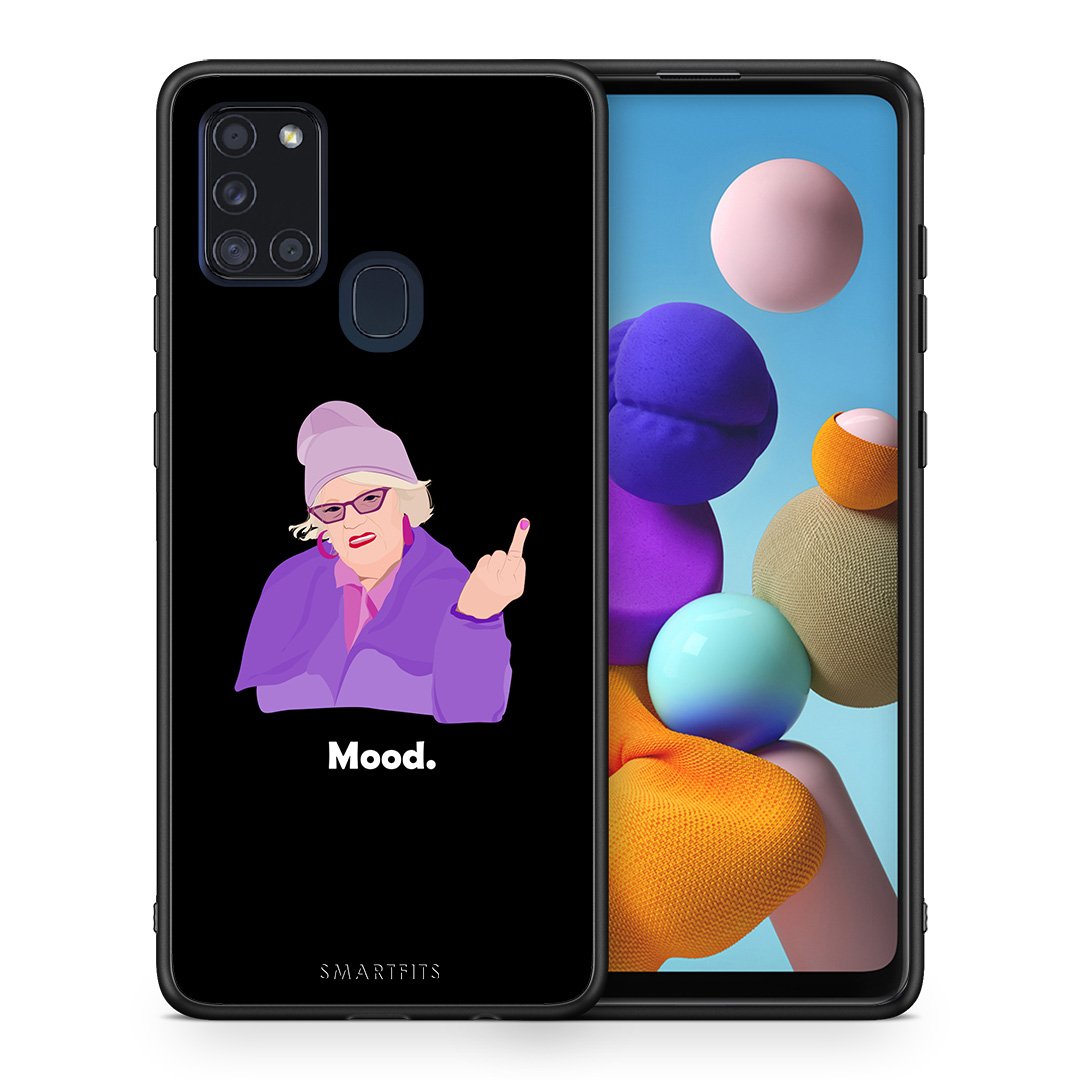 Θήκη Samsung A21s Grandma Mood Black από τη Smartfits με σχέδιο στο πίσω μέρος και μαύρο περίβλημα | Samsung A21s Grandma Mood Black case with colorful back and black bezels