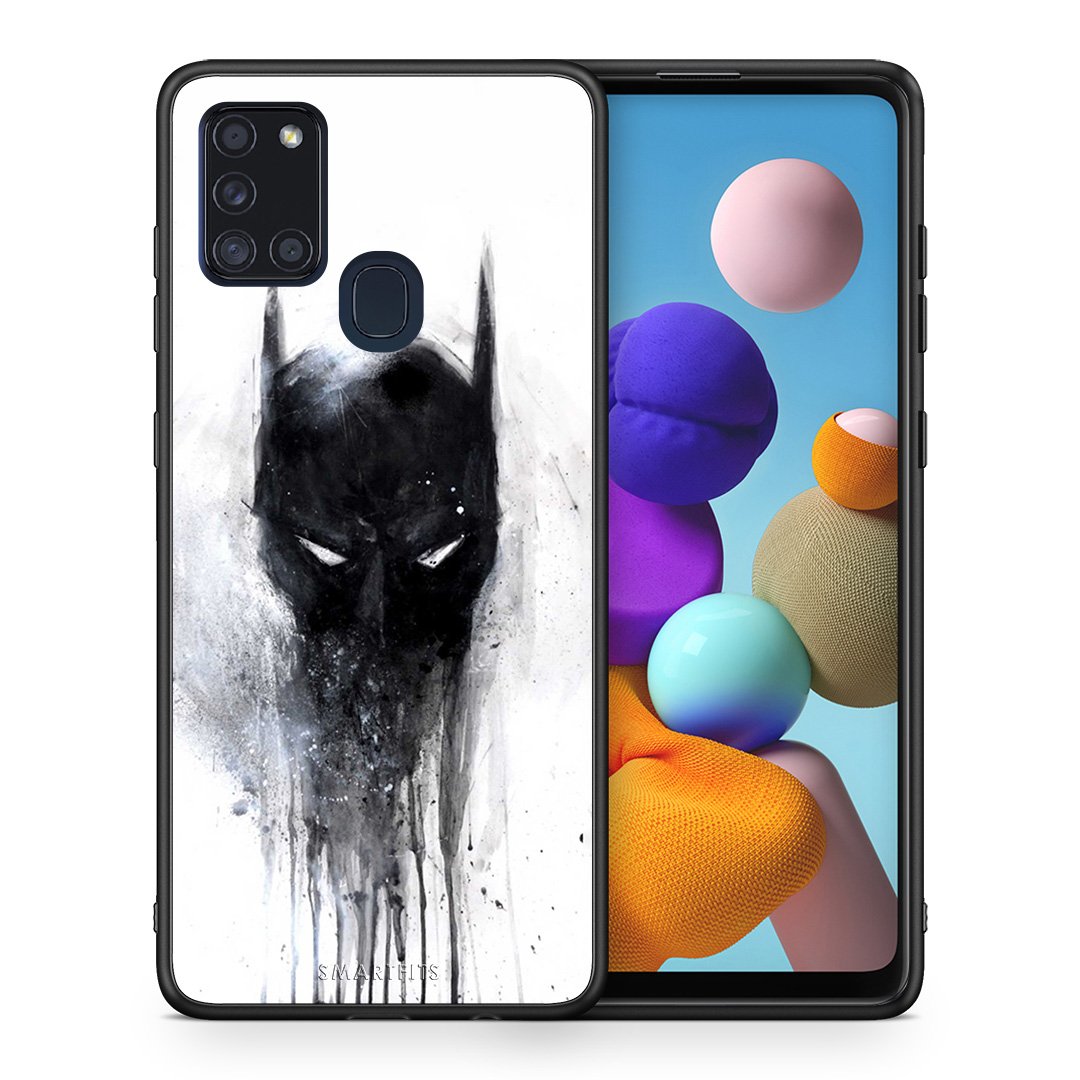 Θήκη Samsung A21s Paint Bat Hero από τη Smartfits με σχέδιο στο πίσω μέρος και μαύρο περίβλημα | Samsung A21s Paint Bat Hero case with colorful back and black bezels