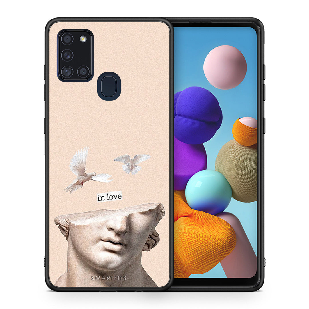 Θήκη Samsung A21s In Love από τη Smartfits με σχέδιο στο πίσω μέρος και μαύρο περίβλημα | Samsung A21s In Love case with colorful back and black bezels