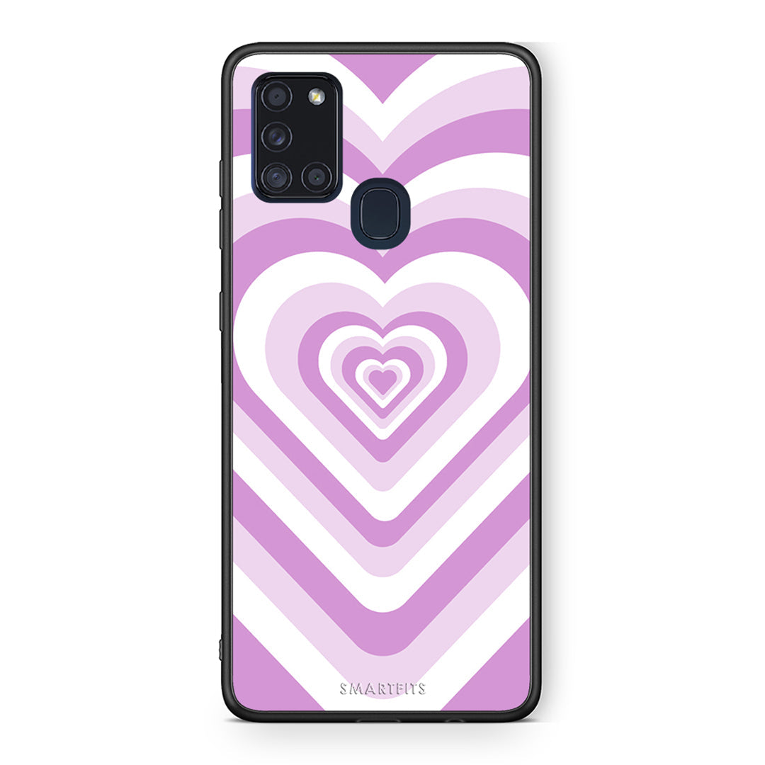 Samsung A21s Lilac Hearts θήκη από τη Smartfits με σχέδιο στο πίσω μέρος και μαύρο περίβλημα | Smartphone case with colorful back and black bezels by Smartfits