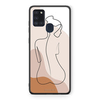 Thumbnail for Samsung A21s LineArt Woman θήκη από τη Smartfits με σχέδιο στο πίσω μέρος και μαύρο περίβλημα | Smartphone case with colorful back and black bezels by Smartfits