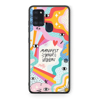 Thumbnail for Samsung A21s Manifest Your Vision θήκη από τη Smartfits με σχέδιο στο πίσω μέρος και μαύρο περίβλημα | Smartphone case with colorful back and black bezels by Smartfits