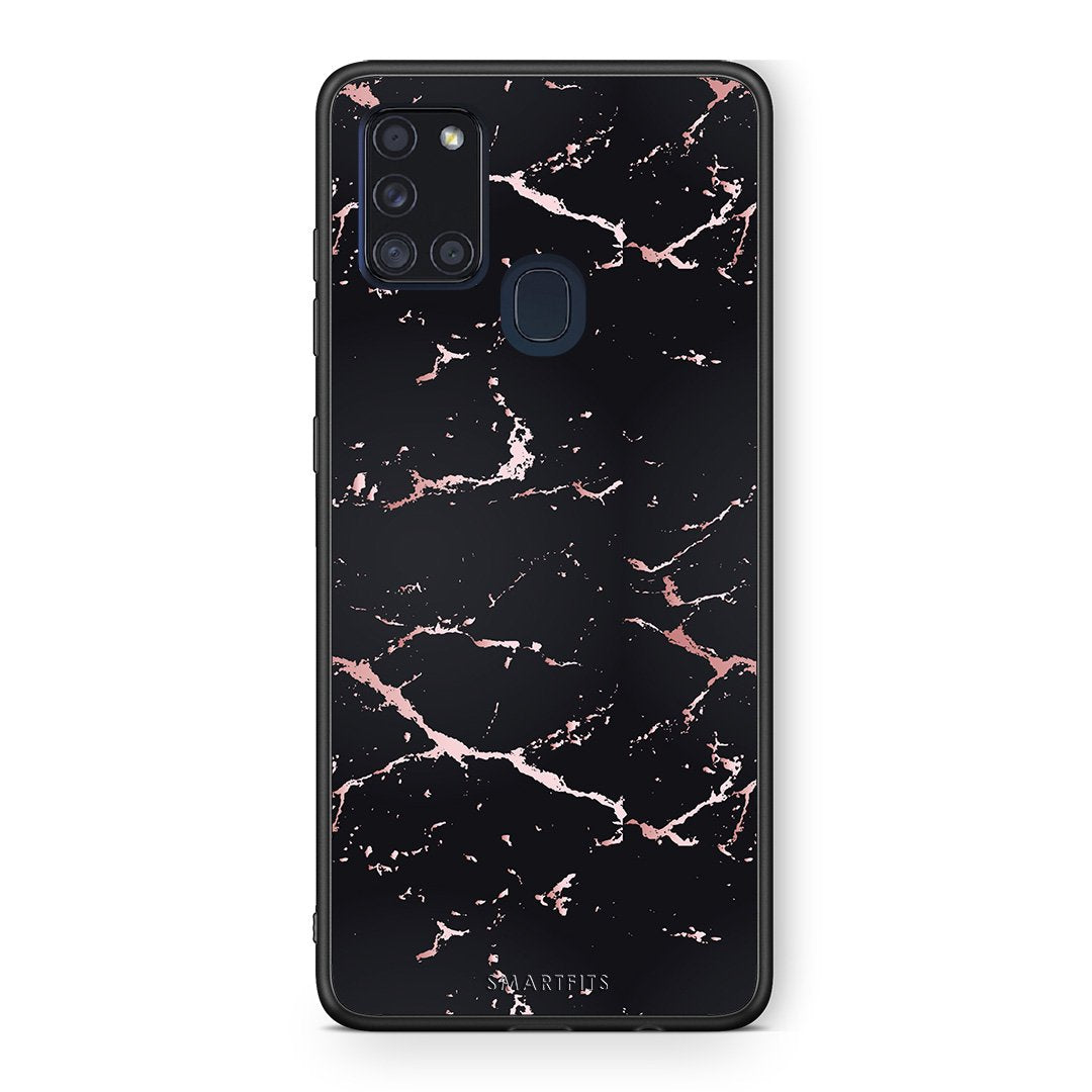 4 - Samsung A21s  Black Rosegold Marble case, cover, bumper