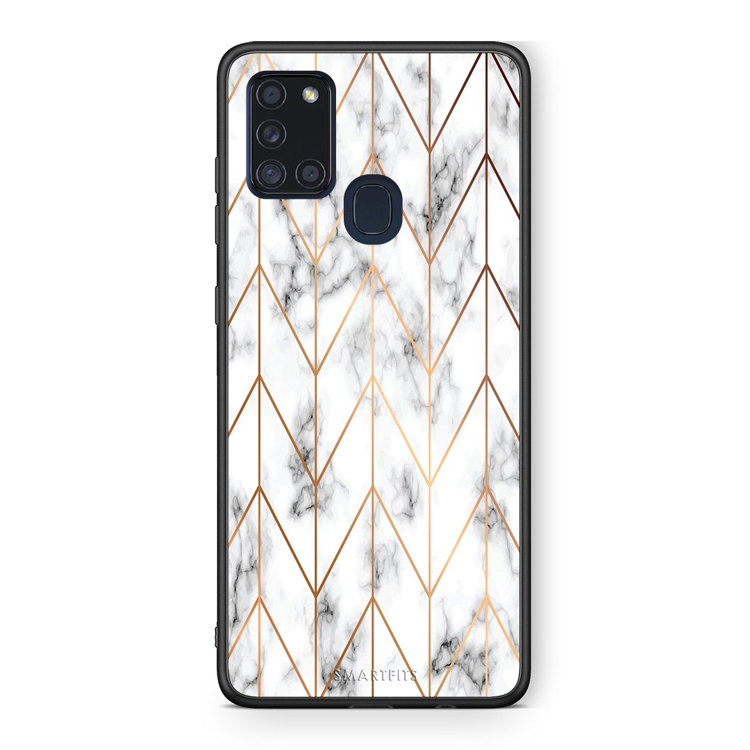44 - Samsung A21s  Gold Geometric Marble case, cover, bumper