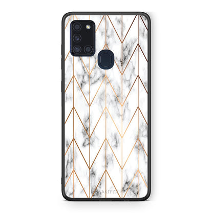 44 - Samsung A21s  Gold Geometric Marble case, cover, bumper