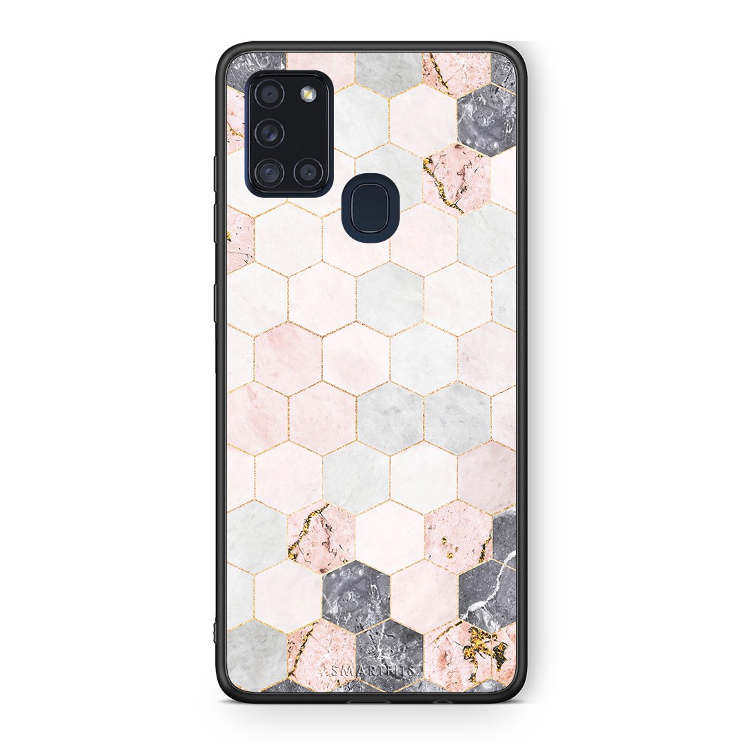 4 - Samsung A21s Hexagon Pink Marble case, cover, bumper