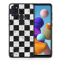 Thumbnail for Θήκη Samsung A21s Square Geometric Marble από τη Smartfits με σχέδιο στο πίσω μέρος και μαύρο περίβλημα | Samsung A21s Square Geometric Marble case with colorful back and black bezels