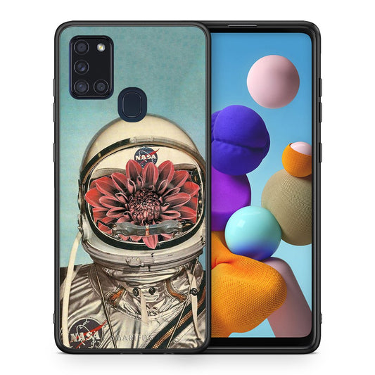 Θήκη Samsung A21s Nasa Bloom από τη Smartfits με σχέδιο στο πίσω μέρος και μαύρο περίβλημα | Samsung A21s Nasa Bloom case with colorful back and black bezels