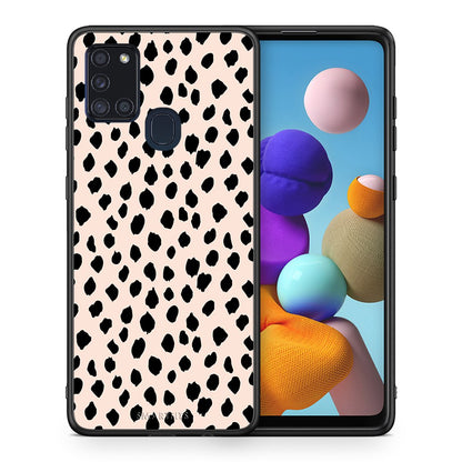 Θήκη Samsung A21s New Polka Dots από τη Smartfits με σχέδιο στο πίσω μέρος και μαύρο περίβλημα | Samsung A21s New Polka Dots case with colorful back and black bezels