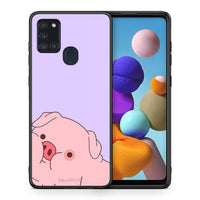 Thumbnail for Θήκη Αγίου Βαλεντίνου Samsung A21s Pig Love 2 από τη Smartfits με σχέδιο στο πίσω μέρος και μαύρο περίβλημα | Samsung A21s Pig Love 2 case with colorful back and black bezels