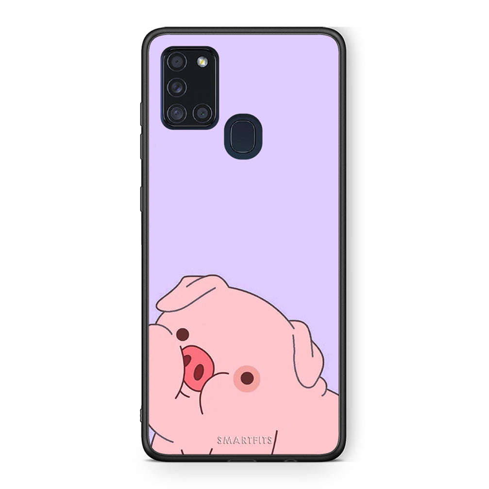 Samsung A21s Pig Love 2 Θήκη Αγίου Βαλεντίνου από τη Smartfits με σχέδιο στο πίσω μέρος και μαύρο περίβλημα | Smartphone case with colorful back and black bezels by Smartfits