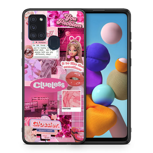 Θήκη Αγίου Βαλεντίνου Samsung A21s Pink Love από τη Smartfits με σχέδιο στο πίσω μέρος και μαύρο περίβλημα | Samsung A21s Pink Love case with colorful back and black bezels