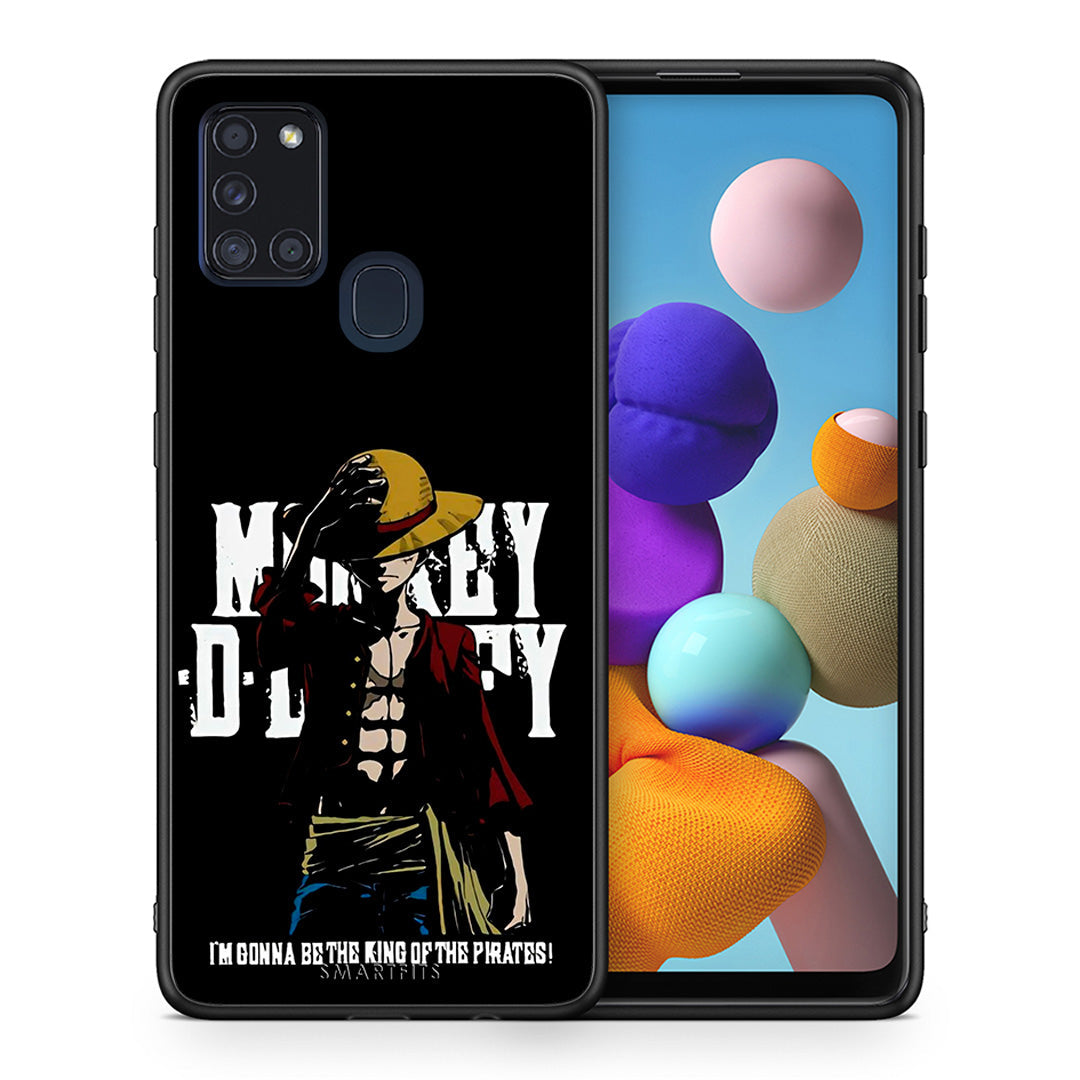 Θήκη Samsung A21s Pirate King από τη Smartfits με σχέδιο στο πίσω μέρος και μαύρο περίβλημα | Samsung A21s Pirate King case with colorful back and black bezels