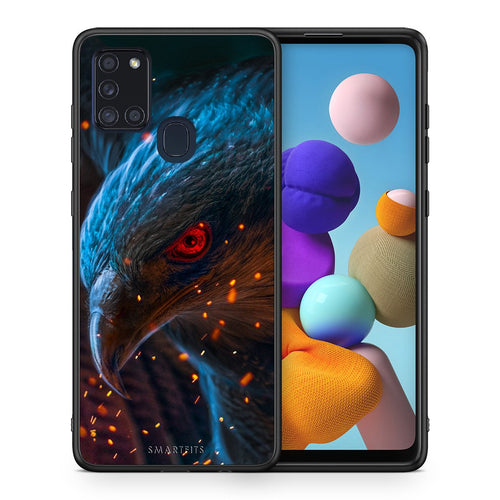 Θήκη Samsung A21s Eagle PopArt από τη Smartfits με σχέδιο στο πίσω μέρος και μαύρο περίβλημα | Samsung A21s Eagle PopArt case with colorful back and black bezels