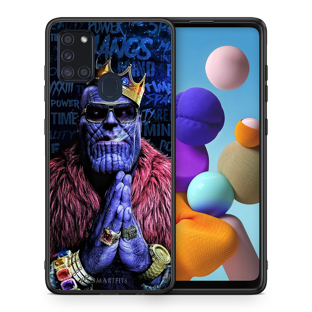 Θήκη Samsung A21s Thanos PopArt από τη Smartfits με σχέδιο στο πίσω μέρος και μαύρο περίβλημα | Samsung A21s Thanos PopArt case with colorful back and black bezels