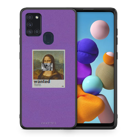 Θήκη Samsung A21s Monalisa Popart από τη Smartfits με σχέδιο στο πίσω μέρος και μαύρο περίβλημα | Samsung A21s Monalisa Popart case with colorful back and black bezels