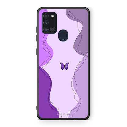 Samsung A21s Purple Mariposa Θήκη Αγίου Βαλεντίνου από τη Smartfits με σχέδιο στο πίσω μέρος και μαύρο περίβλημα | Smartphone case with colorful back and black bezels by Smartfits