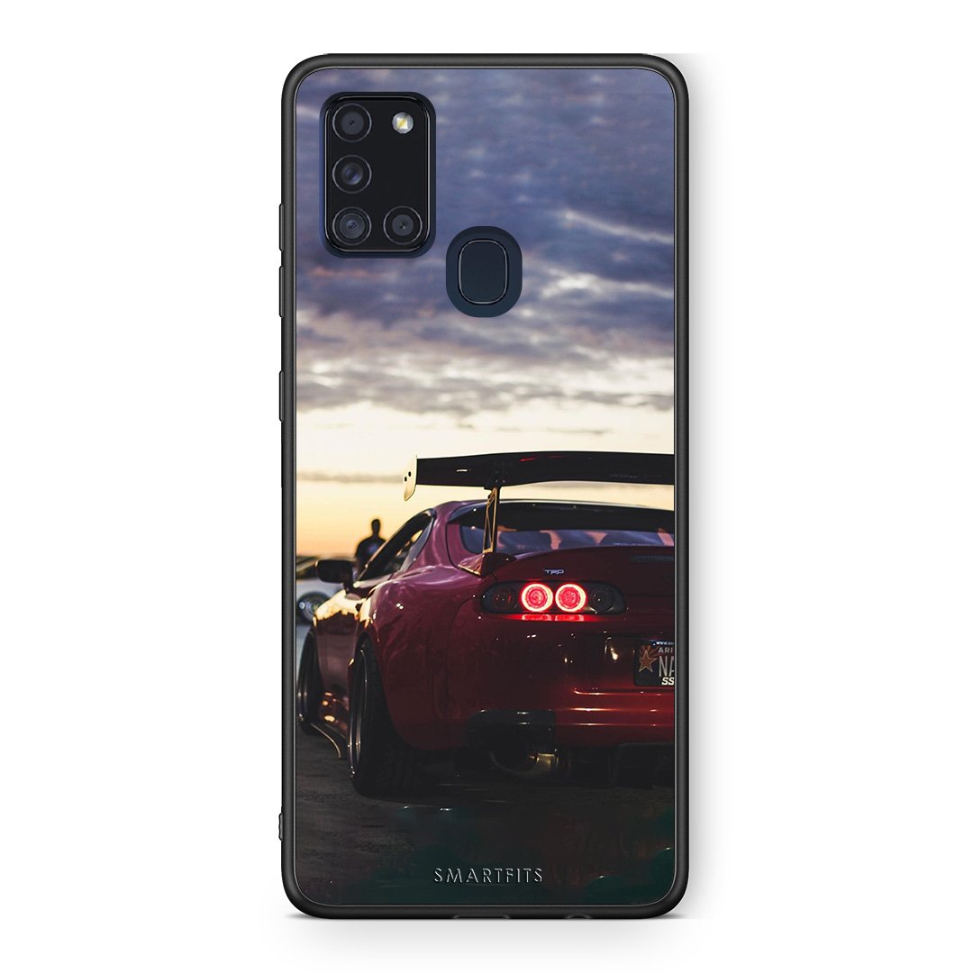 Samsung A21s Racing Supra θήκη από τη Smartfits με σχέδιο στο πίσω μέρος και μαύρο περίβλημα | Smartphone case with colorful back and black bezels by Smartfits