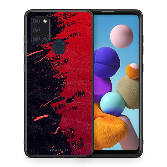 Θήκη Αγίου Βαλεντίνου Samsung A21s Red Paint από τη Smartfits με σχέδιο στο πίσω μέρος και μαύρο περίβλημα | Samsung A21s Red Paint case with colorful back and black bezels