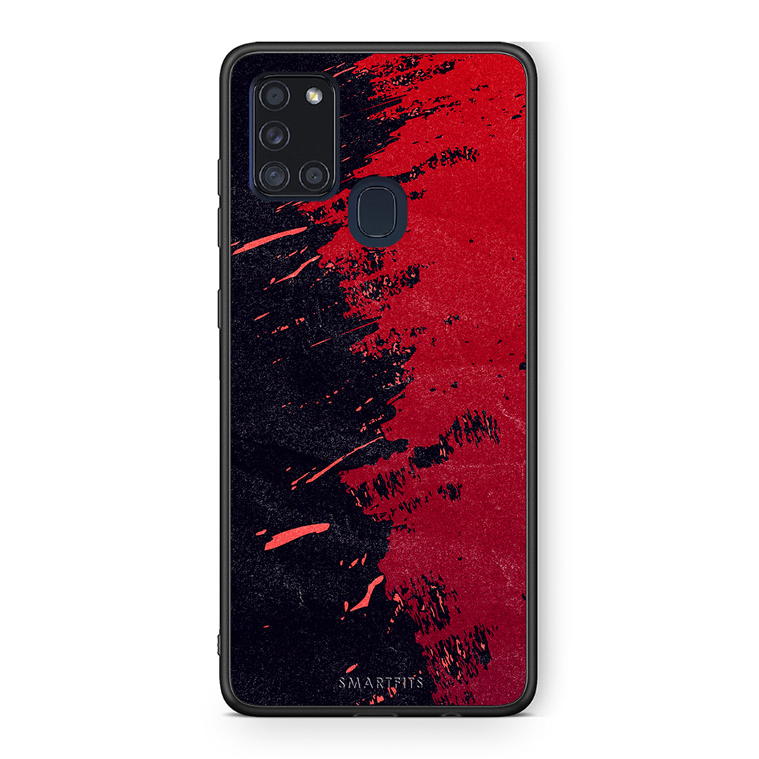 Samsung A21s Red Paint Θήκη Αγίου Βαλεντίνου από τη Smartfits με σχέδιο στο πίσω μέρος και μαύρο περίβλημα | Smartphone case with colorful back and black bezels by Smartfits