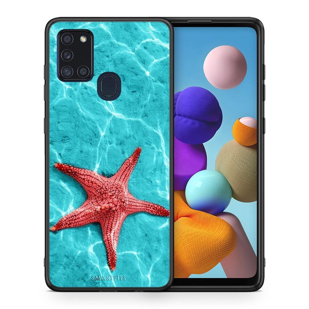 Θήκη Samsung A21s Red Starfish από τη Smartfits με σχέδιο στο πίσω μέρος και μαύρο περίβλημα | Samsung A21s Red Starfish case with colorful back and black bezels