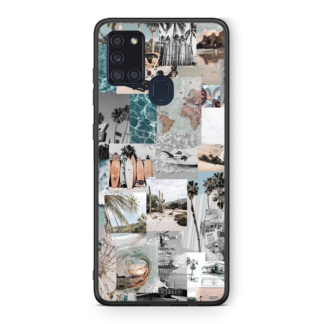 Samsung A21s Retro Beach Life Θήκη από τη Smartfits με σχέδιο στο πίσω μέρος και μαύρο περίβλημα | Smartphone case with colorful back and black bezels by Smartfits