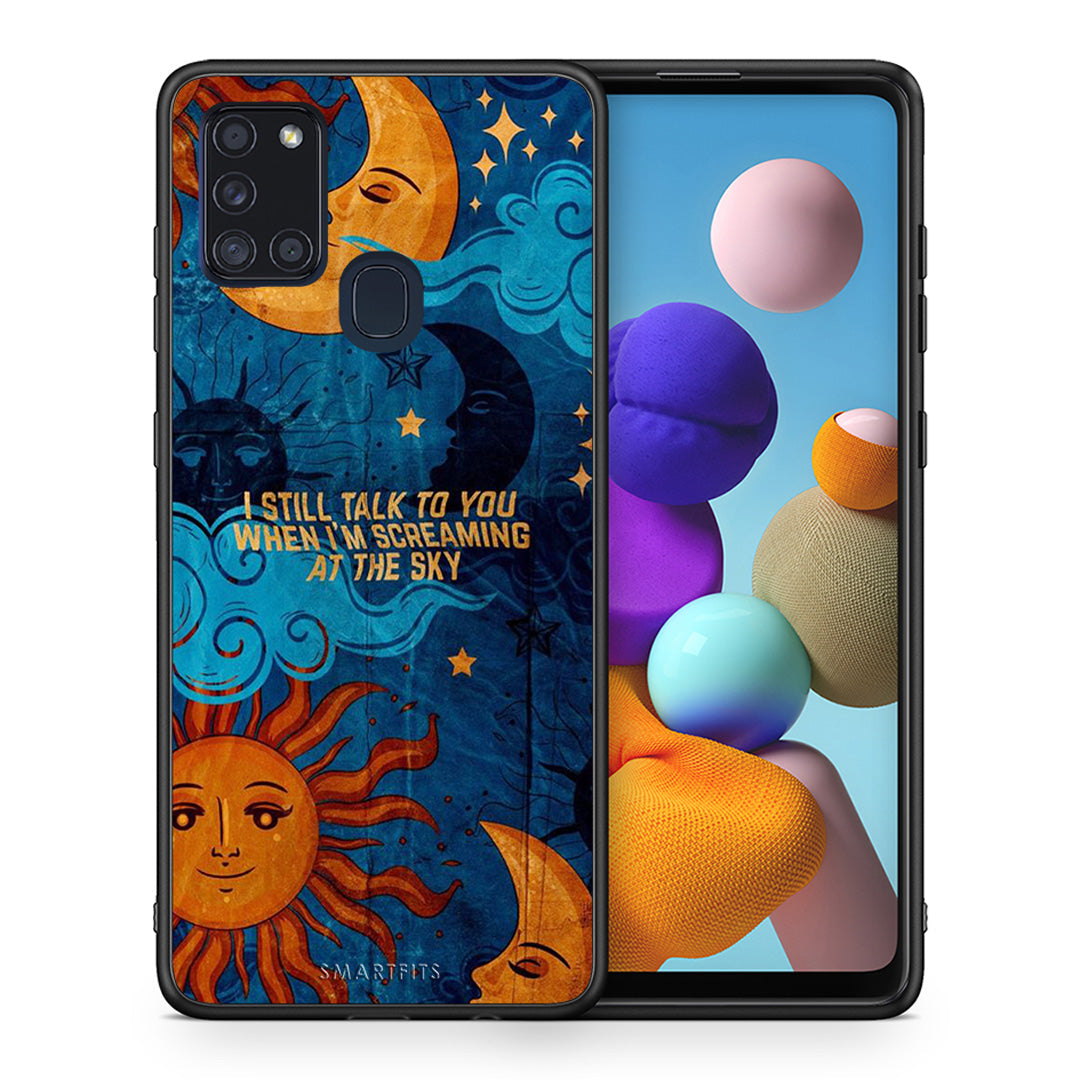 Θήκη Samsung A21s Screaming Sky από τη Smartfits με σχέδιο στο πίσω μέρος και μαύρο περίβλημα | Samsung A21s Screaming Sky case with colorful back and black bezels