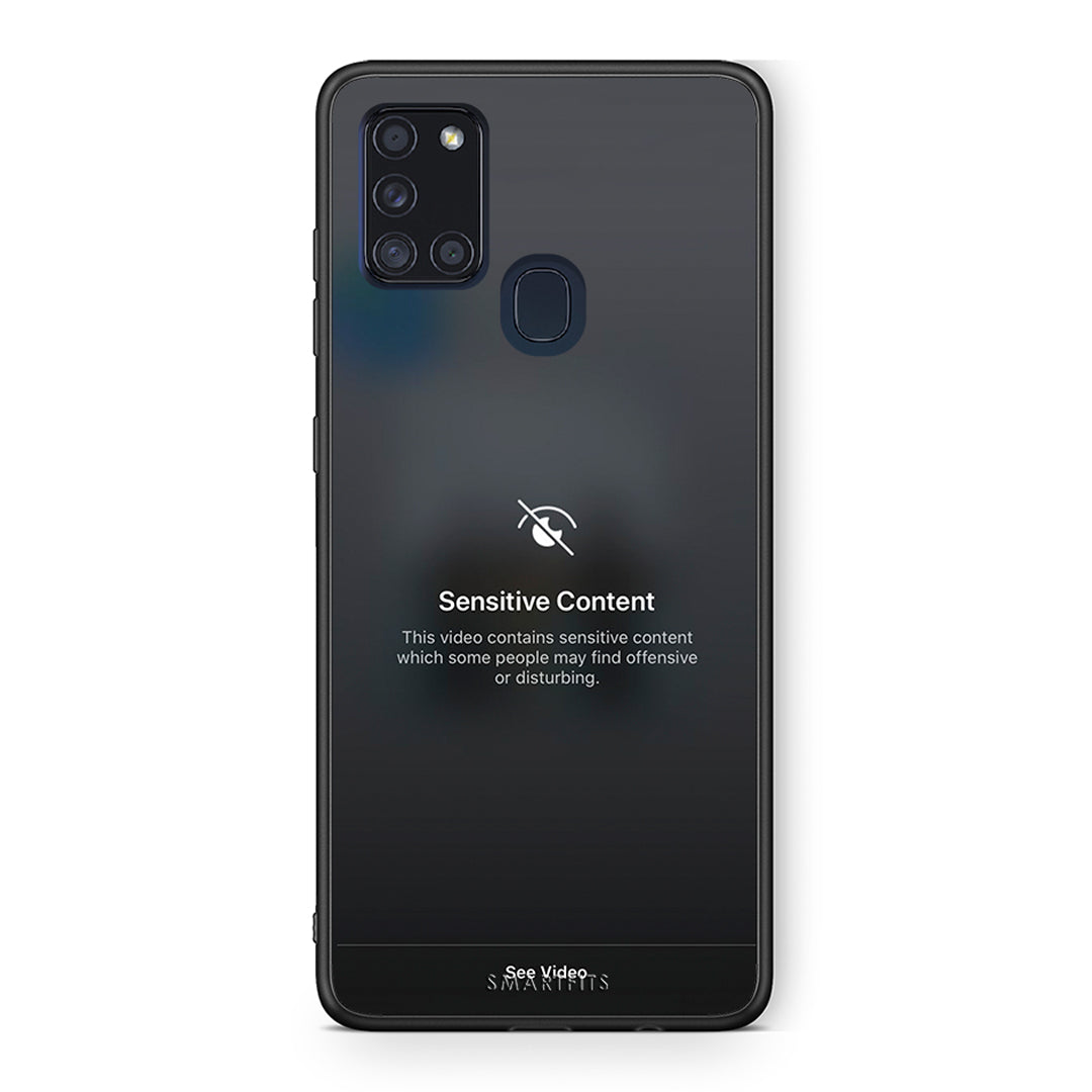 Samsung A21s Sensitive Content θήκη από τη Smartfits με σχέδιο στο πίσω μέρος και μαύρο περίβλημα | Smartphone case with colorful back and black bezels by Smartfits