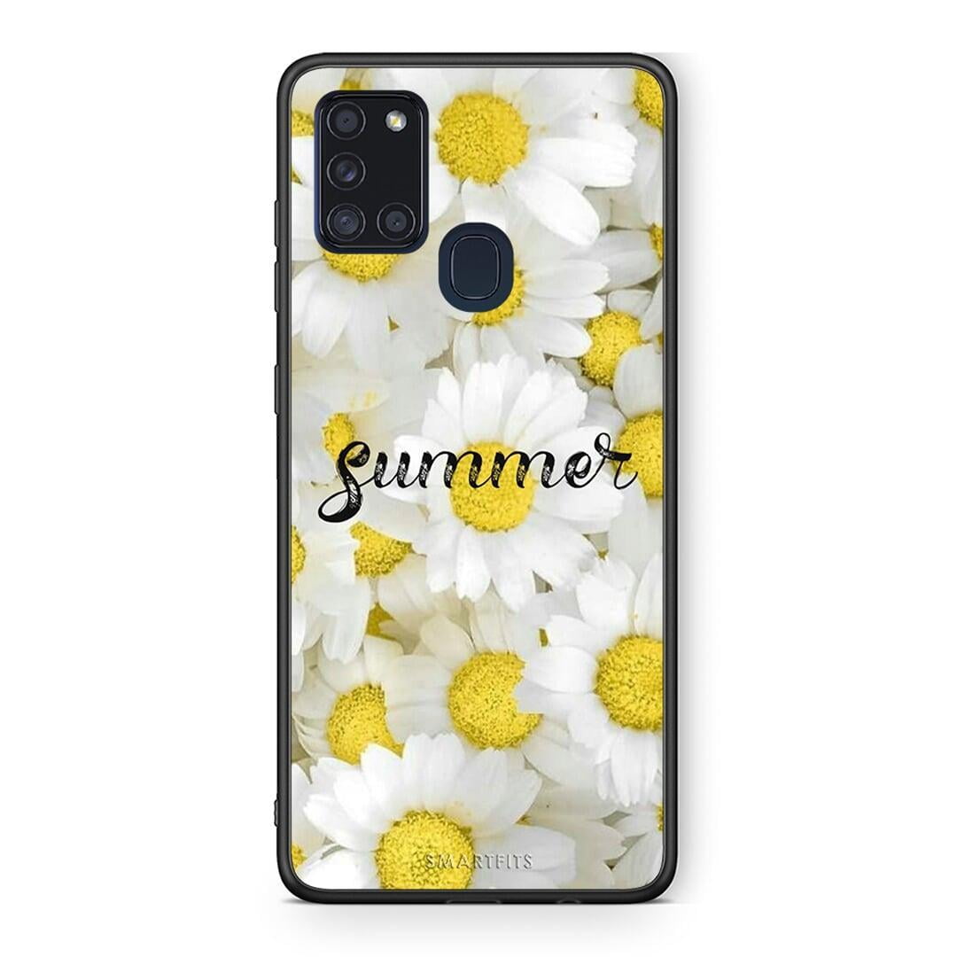 Samsung A21s Summer Daisies Θήκη από τη Smartfits με σχέδιο στο πίσω μέρος και μαύρο περίβλημα | Smartphone case with colorful back and black bezels by Smartfits