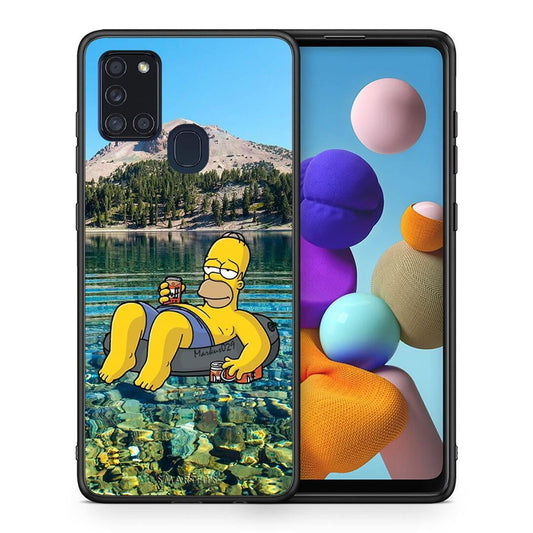 Θήκη Samsung A21s Summer Happiness από τη Smartfits με σχέδιο στο πίσω μέρος και μαύρο περίβλημα | Samsung A21s Summer Happiness case with colorful back and black bezels