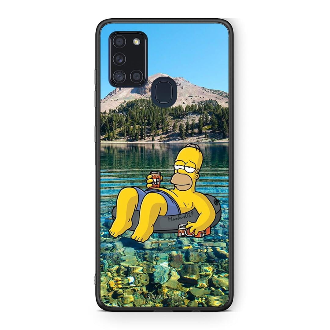 Samsung A21s Summer Happiness Θήκη από τη Smartfits με σχέδιο στο πίσω μέρος και μαύρο περίβλημα | Smartphone case with colorful back and black bezels by Smartfits