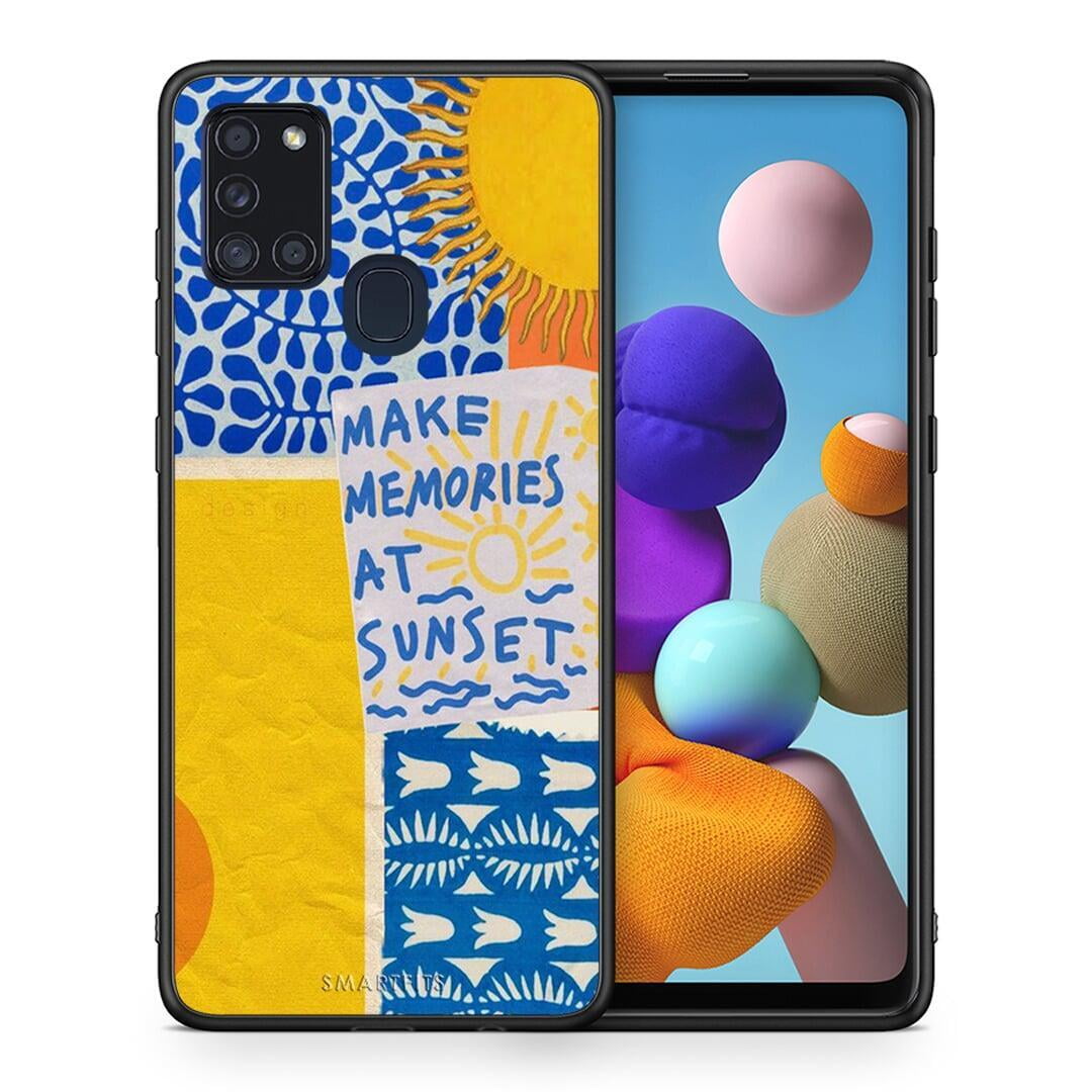 Θήκη Samsung A21s Sunset Memories από τη Smartfits με σχέδιο στο πίσω μέρος και μαύρο περίβλημα | Samsung A21s Sunset Memories case with colorful back and black bezels