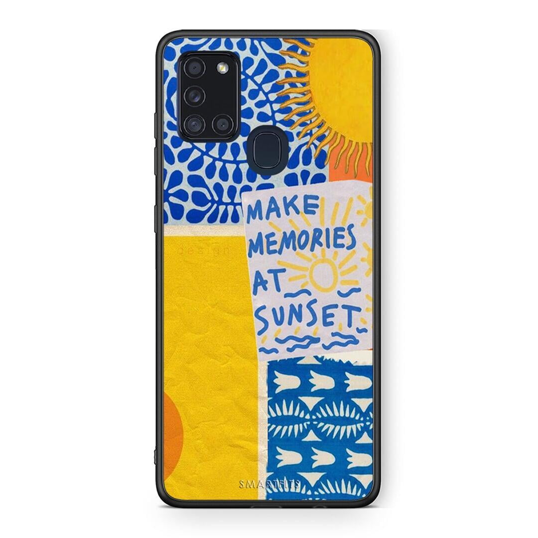 Samsung A21s Sunset Memories Θήκη από τη Smartfits με σχέδιο στο πίσω μέρος και μαύρο περίβλημα | Smartphone case with colorful back and black bezels by Smartfits